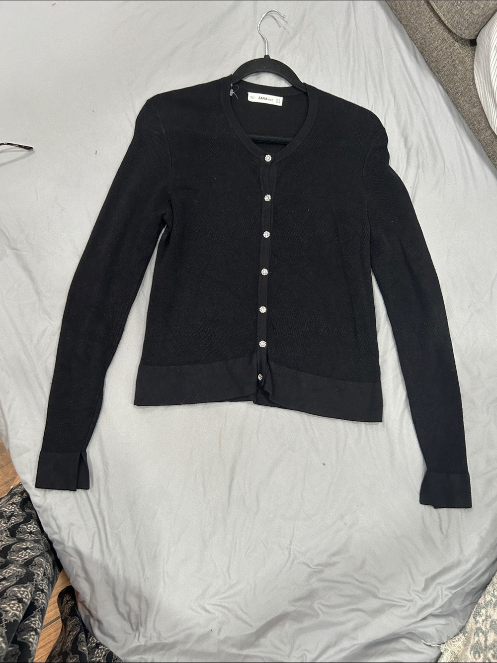 Zara Black Knit Button-Front Cardigan,heavy